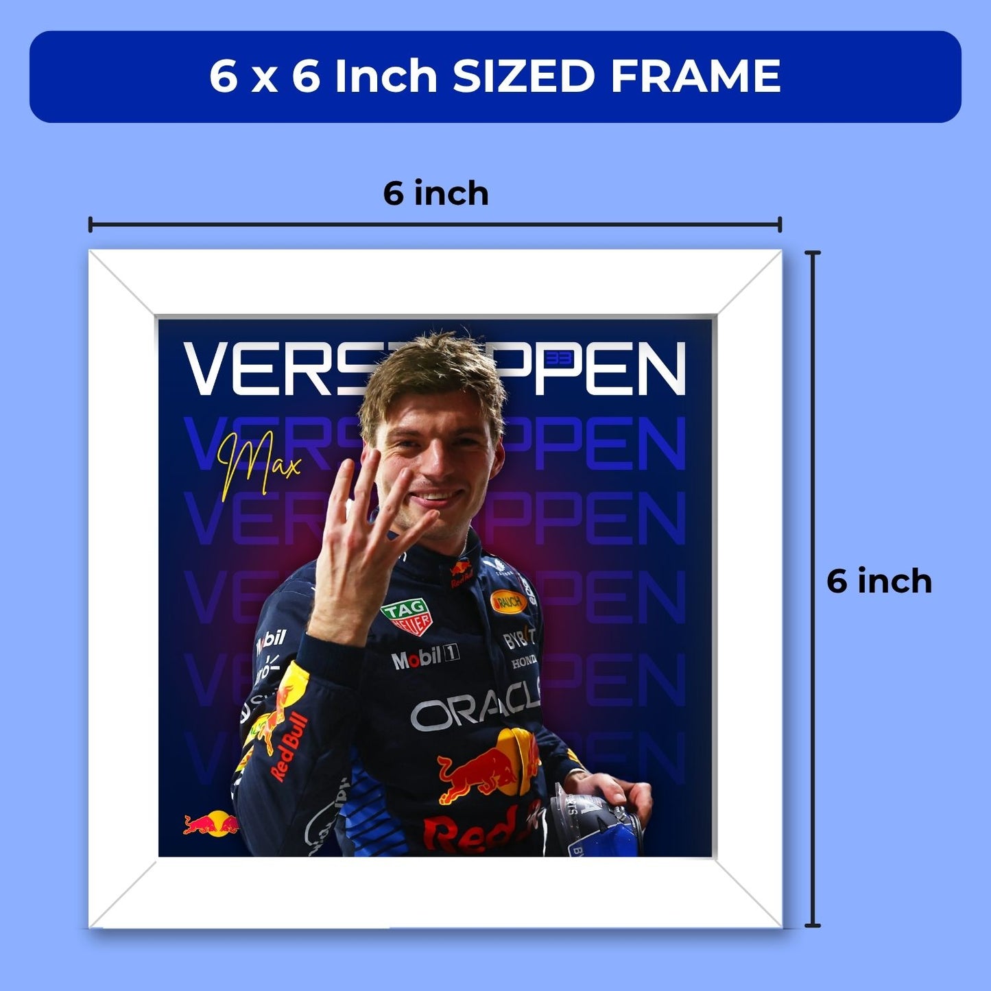 Max Verstappen Frame (6 x 6 inches / White)