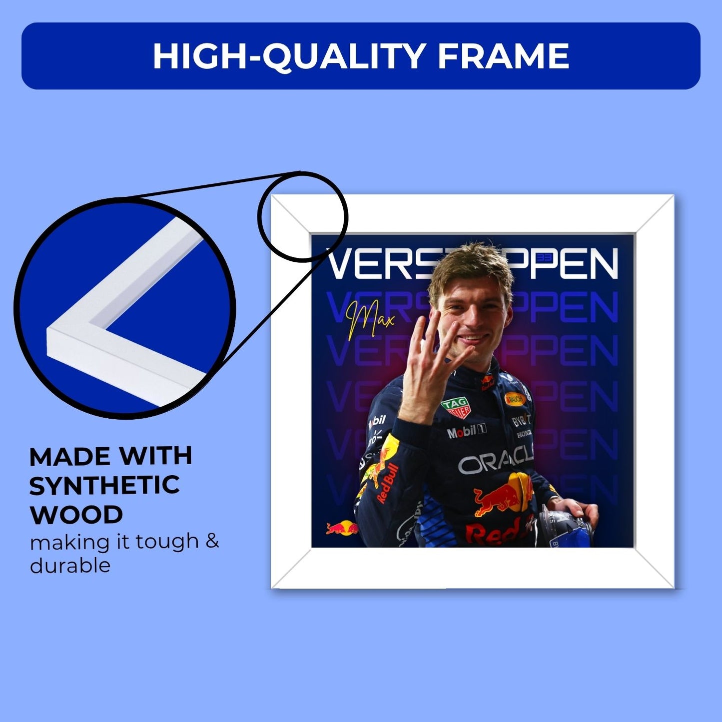 Max Verstappen Frame (6 x 6 inches / White)