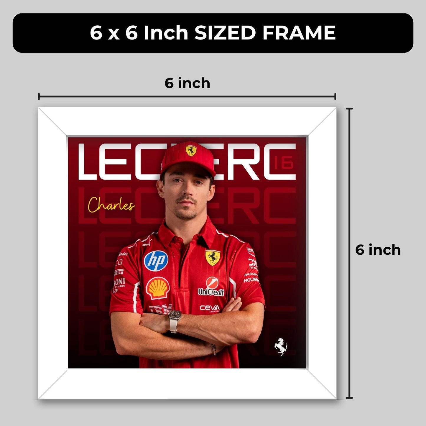 Charles Leclerc Frame (6 x 6 inches / White)