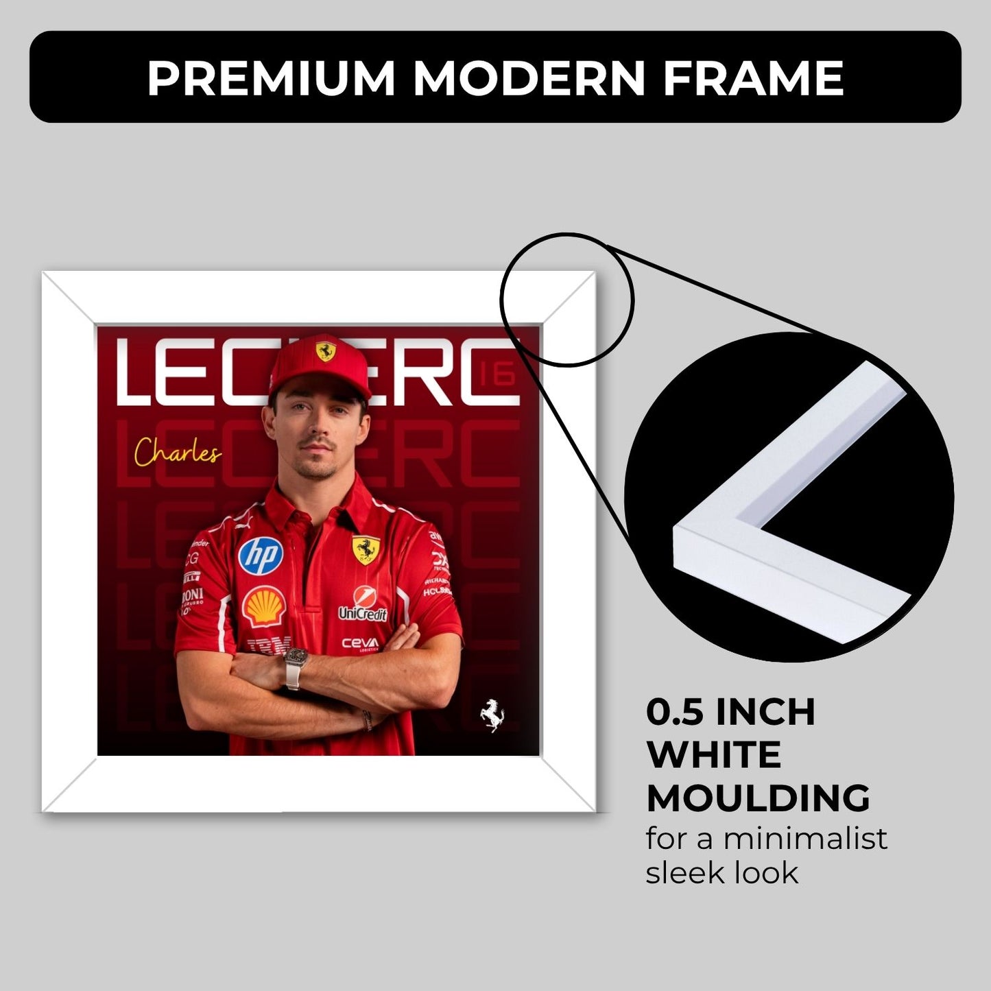 Charles Leclerc Frame (6 x 6 inches / White)