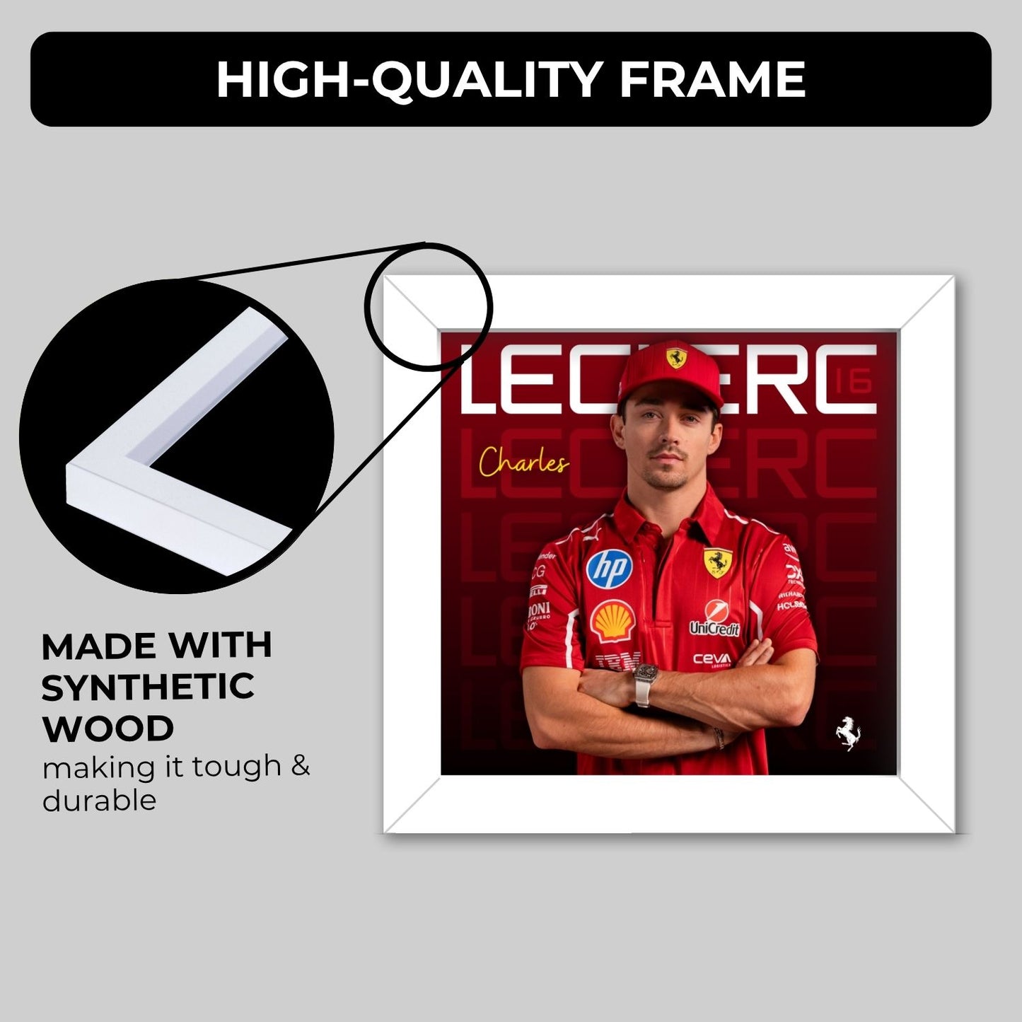 Charles Leclerc Frame (6 x 6 inches / White)