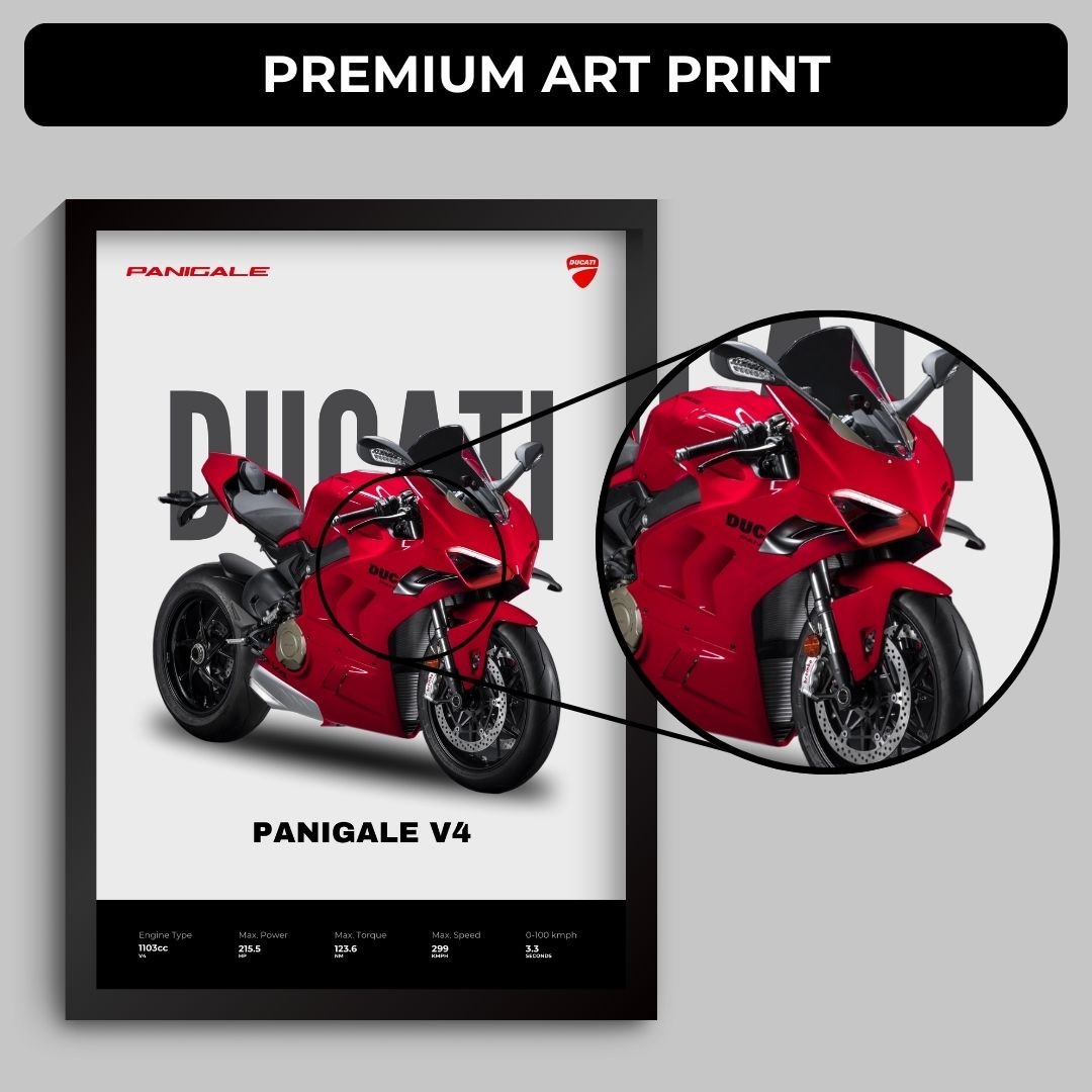 Ducati Panigale Poster (A4, Framed)