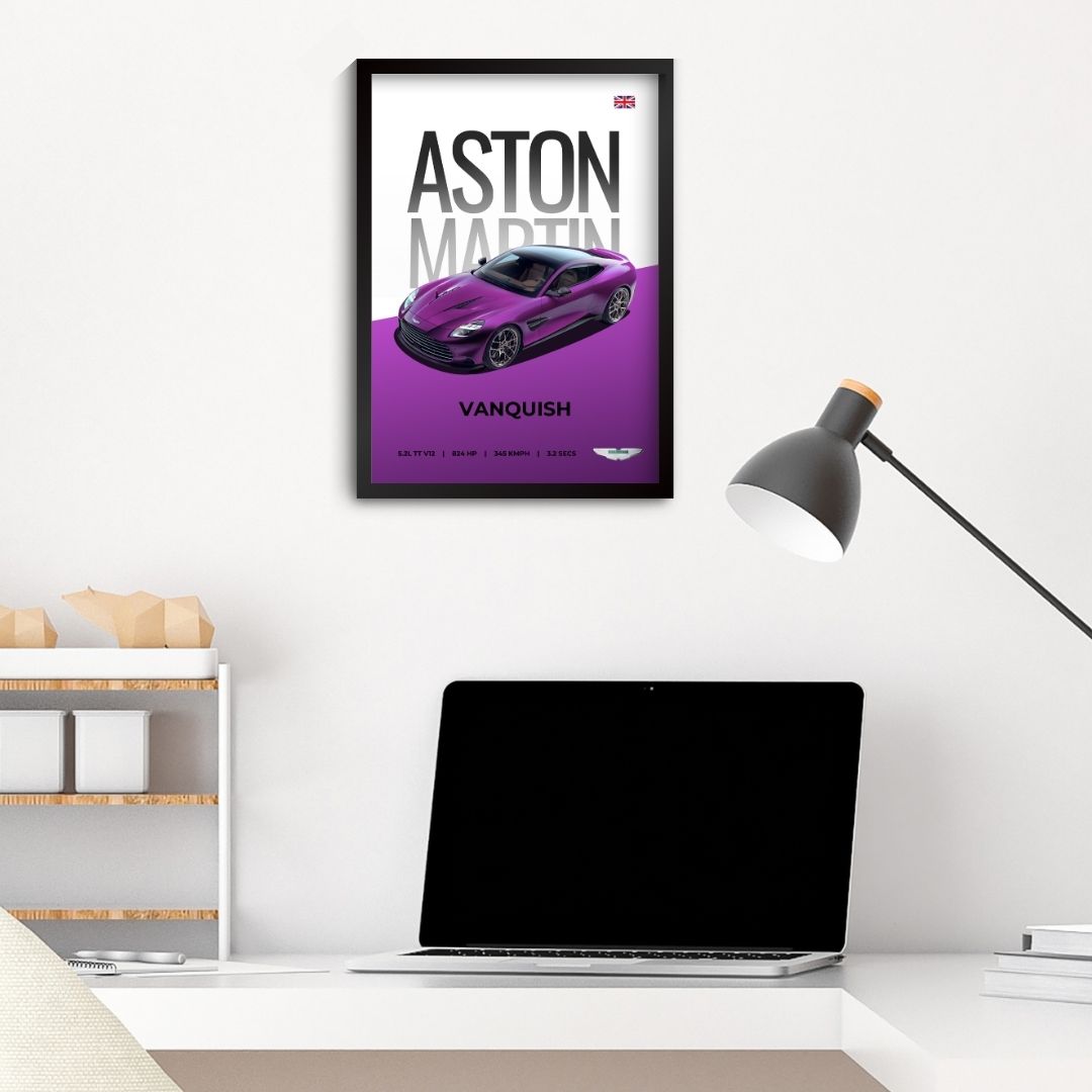 Aston Martin Vanquish Poster (A4, Framed)