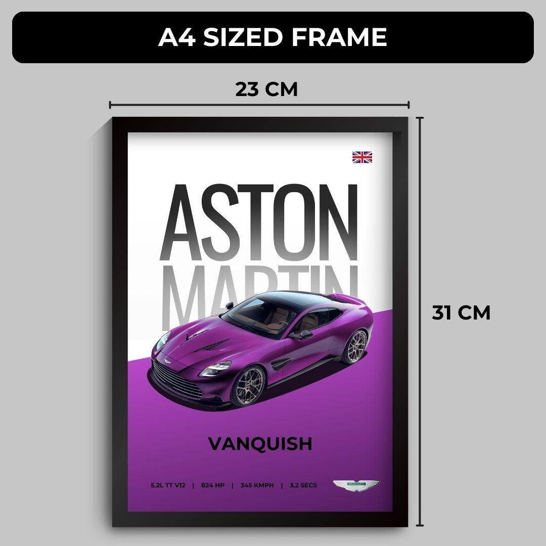 Aston Martin Vanquish Poster (A4, Framed)