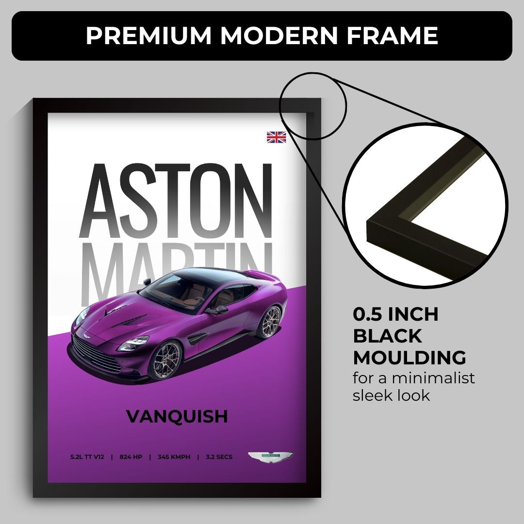 Aston Martin Vanquish Poster (A4, Framed)