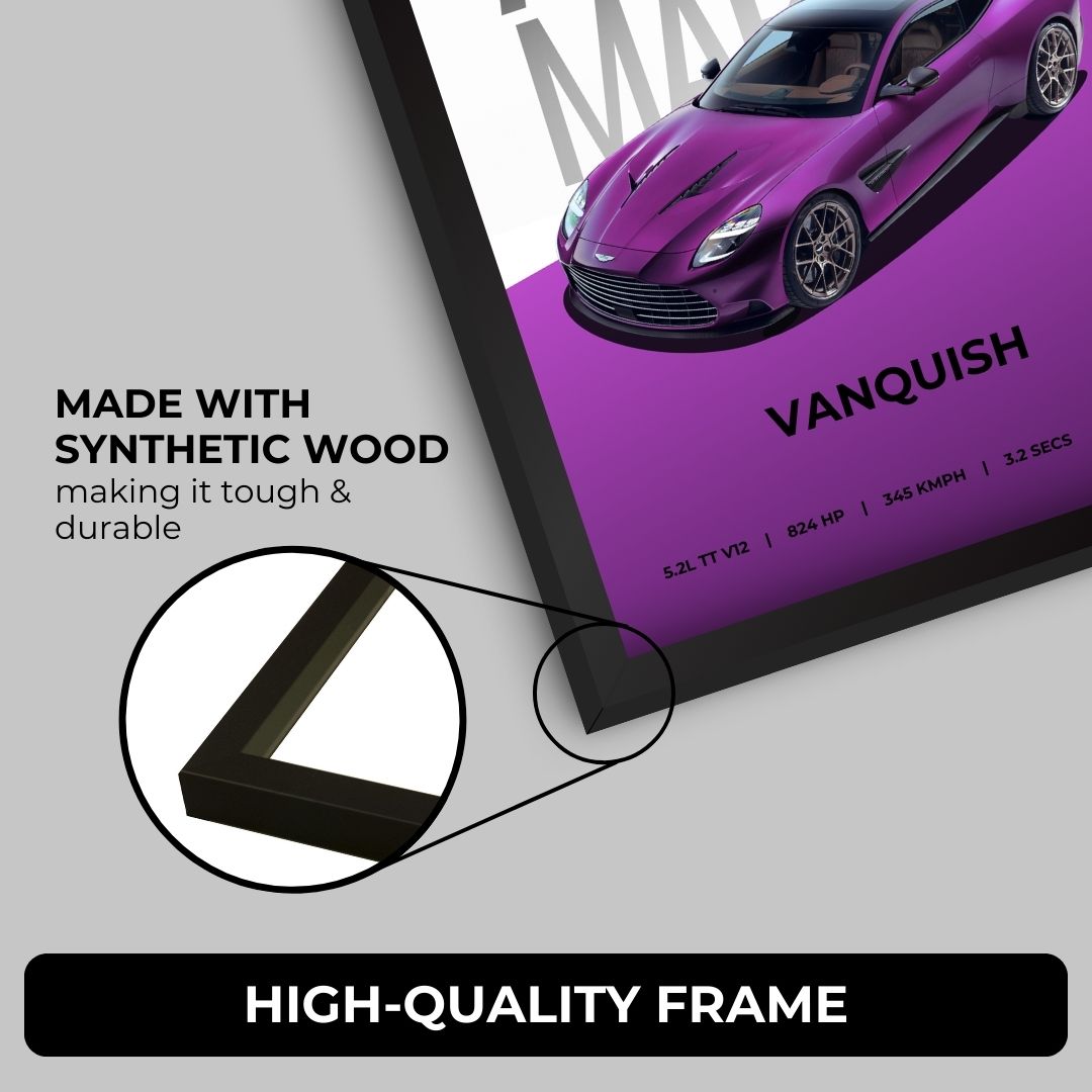 Aston Martin Vanquish Poster (A4, Framed)