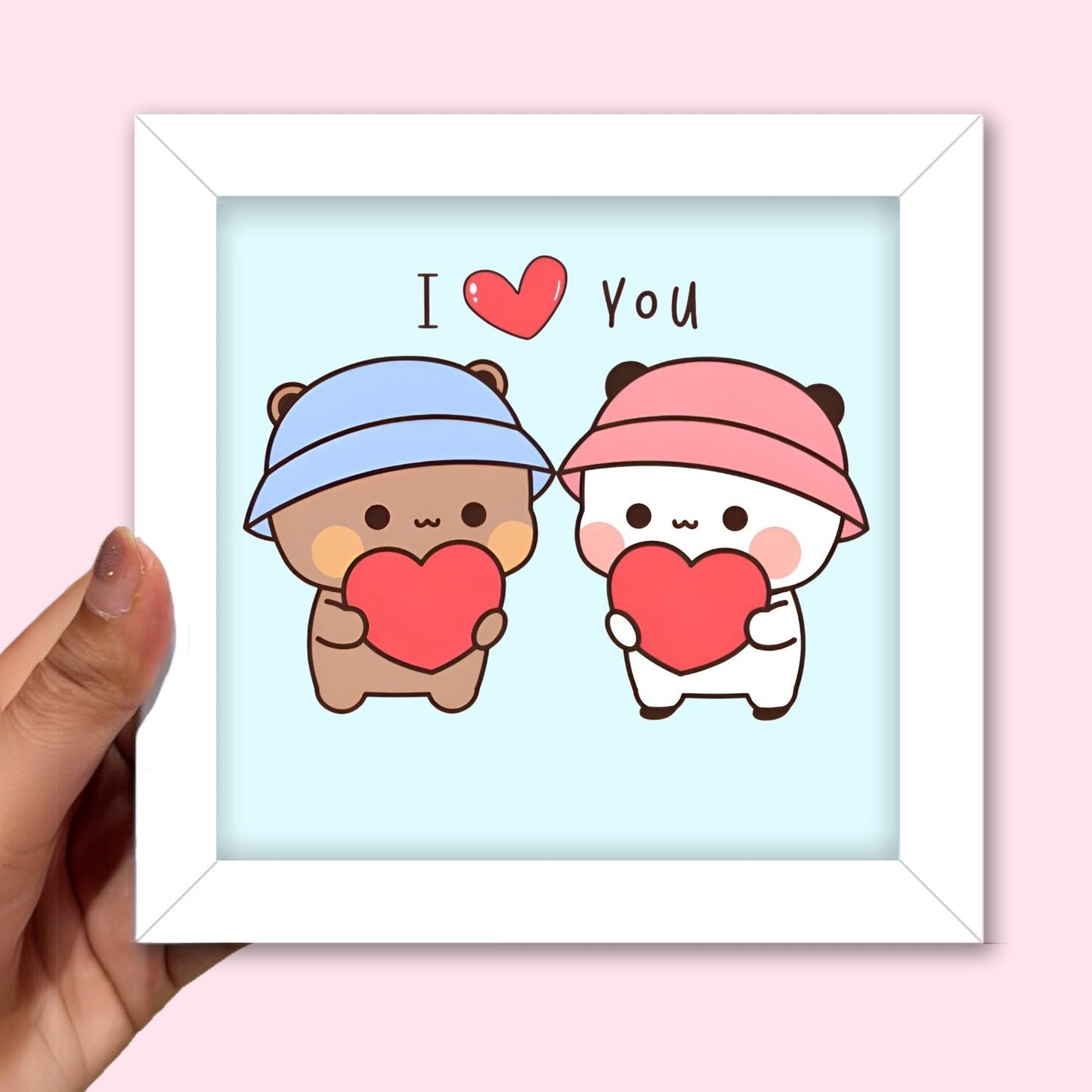 Teddy Couple Frame (6 x 6 inches / White)