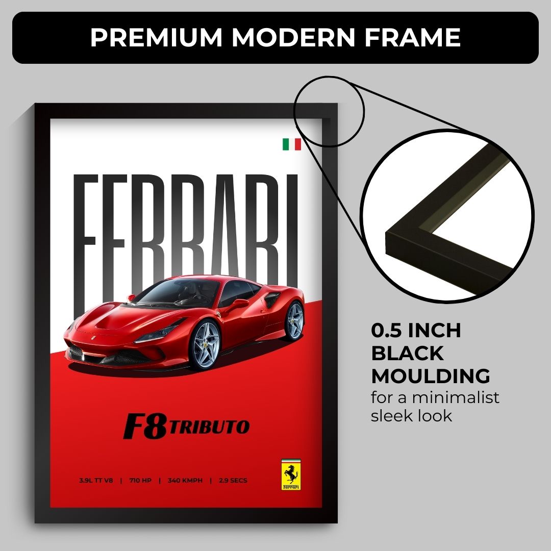 Ferrari F8 Tributo Poster (A4, Framed)