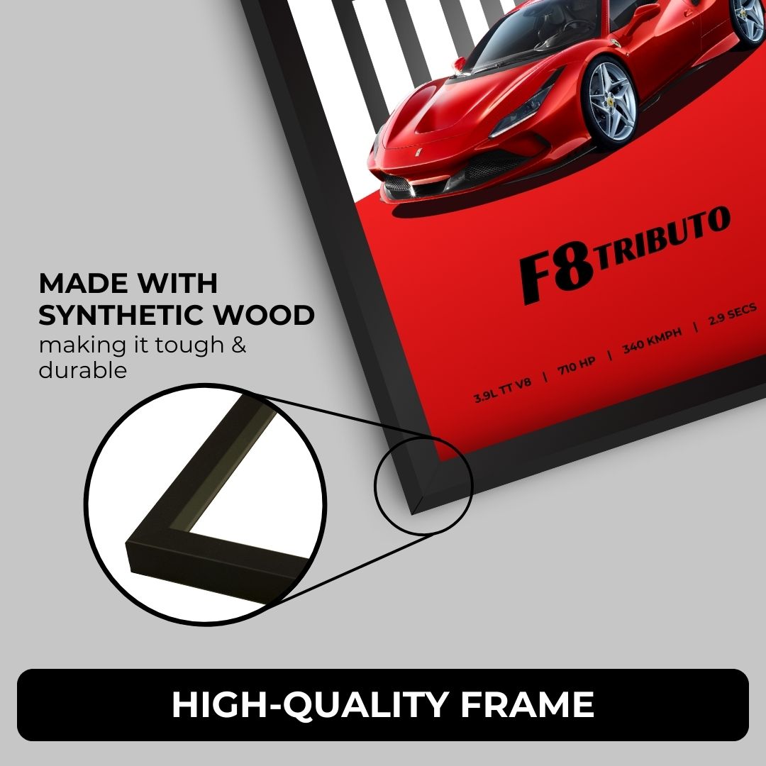 Ferrari F8 Tributo Poster (A4, Framed)
