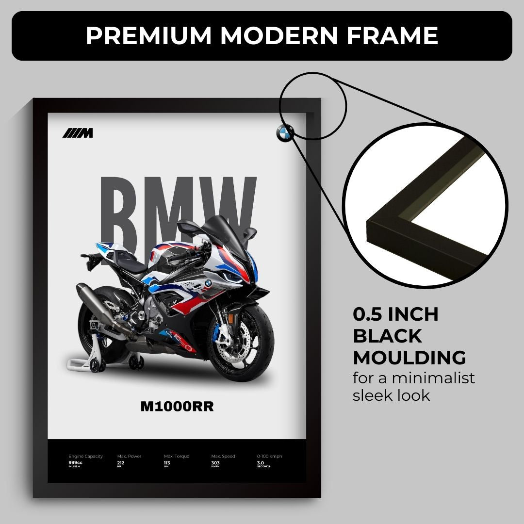 BMW M1000RR Poster (A4, Framed)