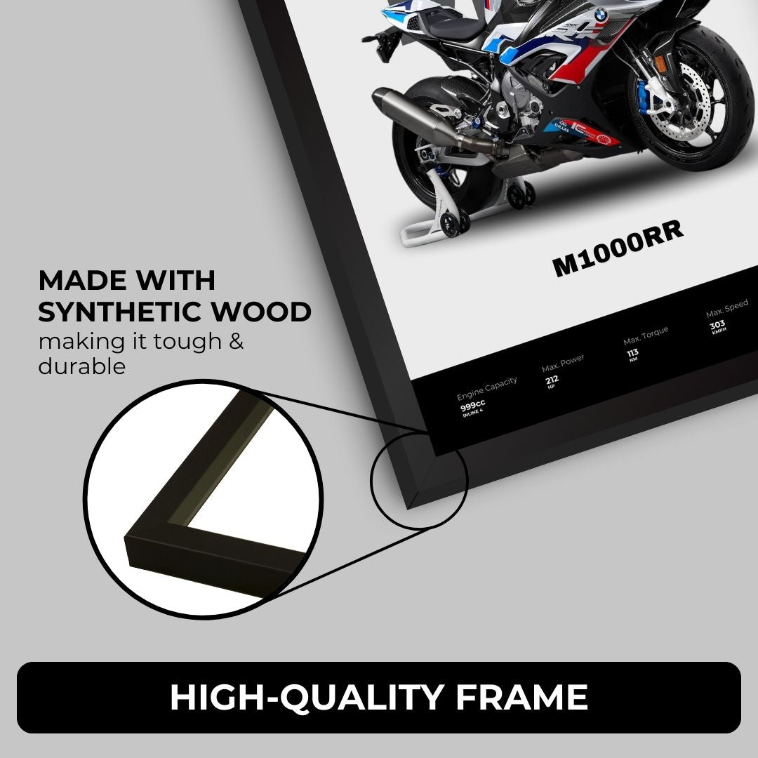 BMW M1000RR Poster (A4, Framed)
