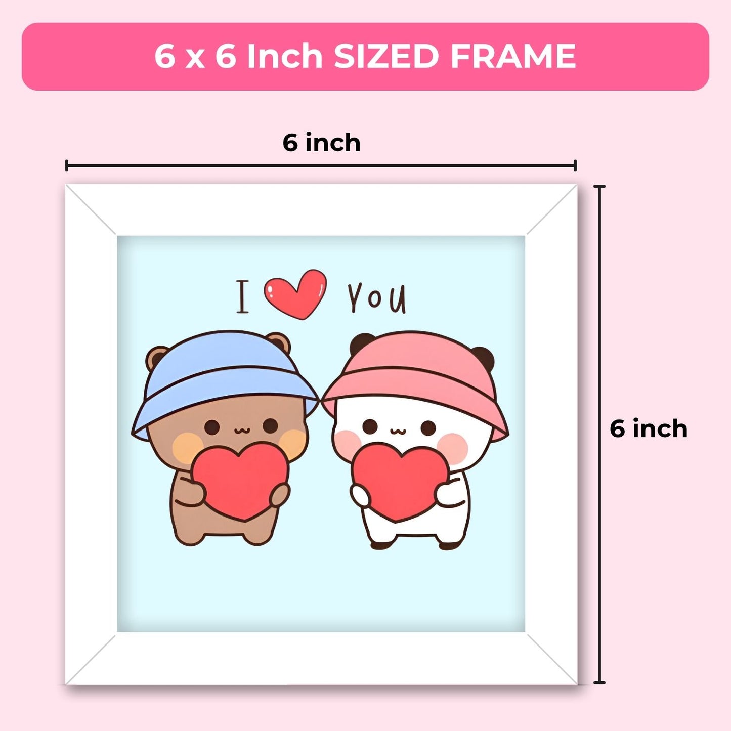 Teddy Couple Frame (6 x 6 inches / White)