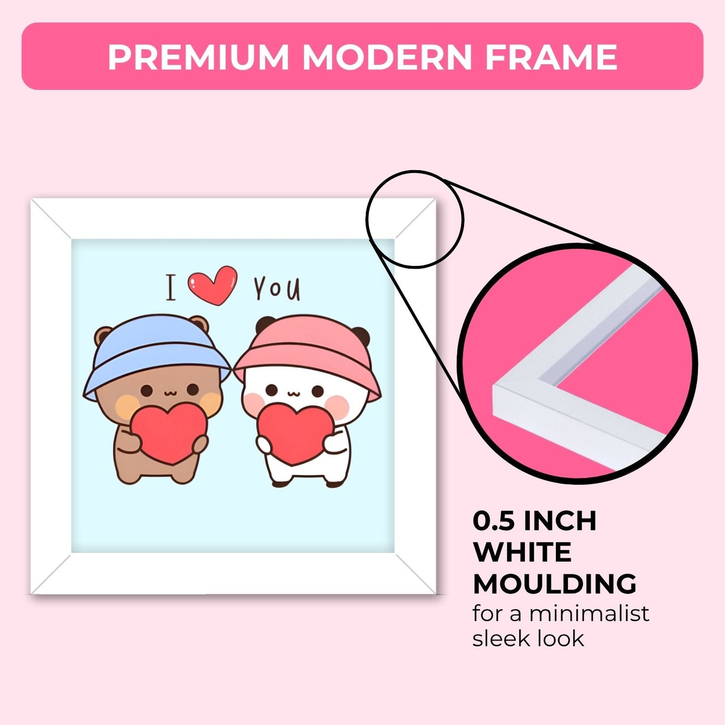 Teddy Couple Frame (6 x 6 inches / White)