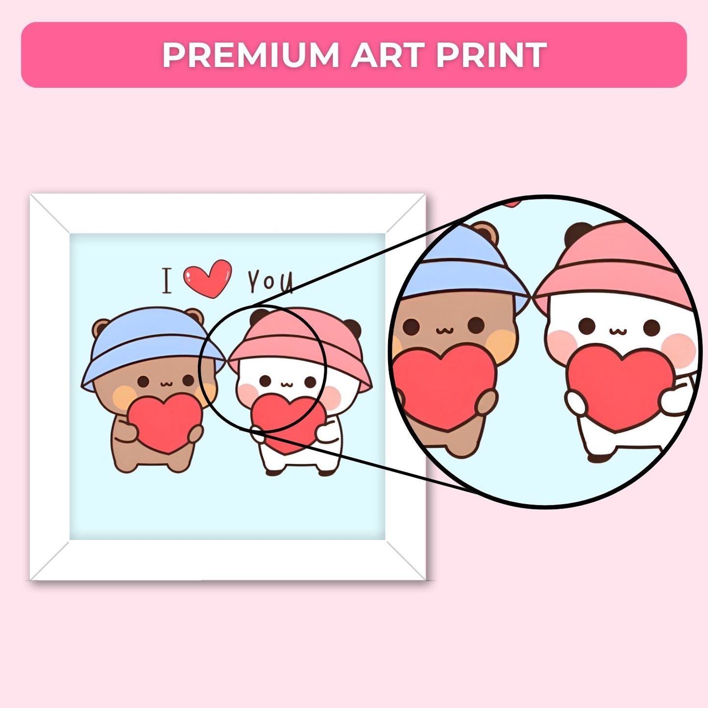 Teddy Couple Frame (6 x 6 inches / White)