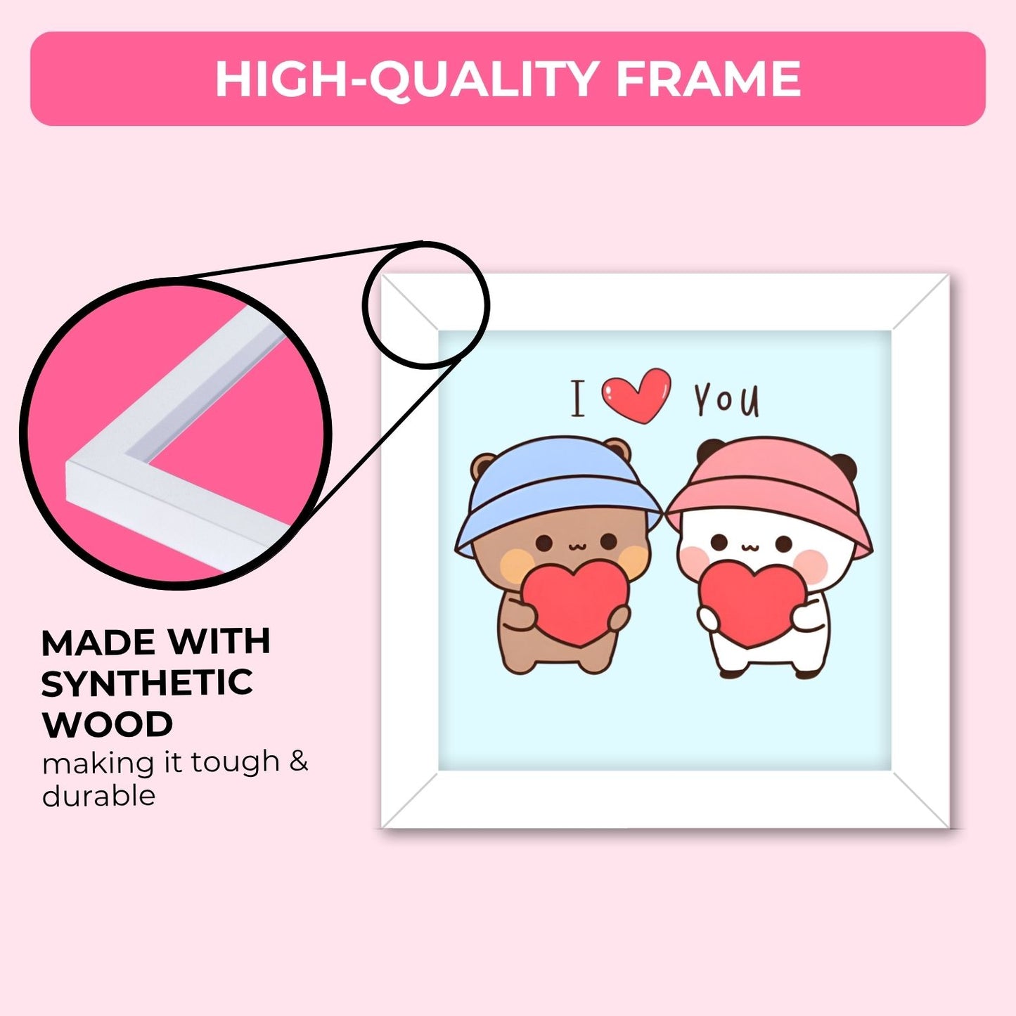 Teddy Couple Frame (6 x 6 inches / White)