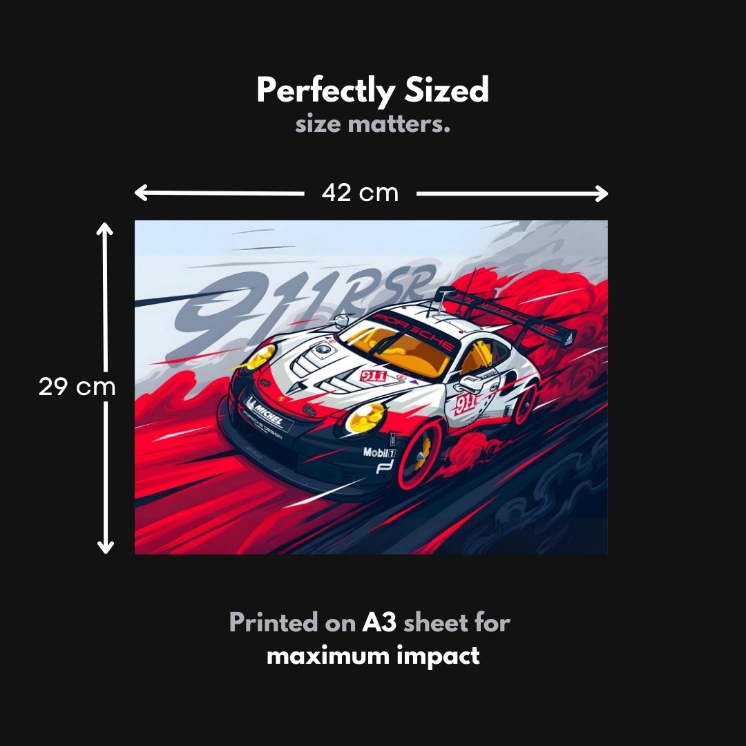 Porsche 911 RSR | Car Poster | Vector Graphic