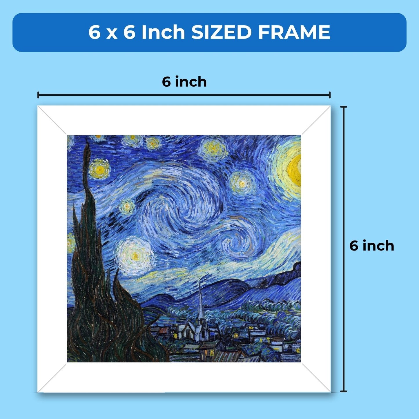Starry Night Frame (6 x 6 inches / White)