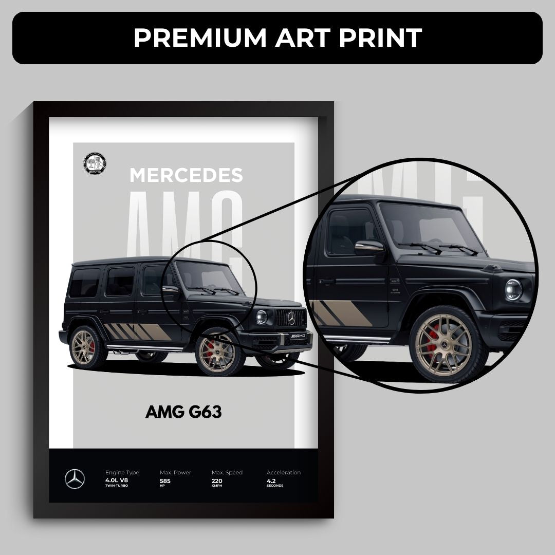 Mercedes AMG G63 Poster (A4, Framed)