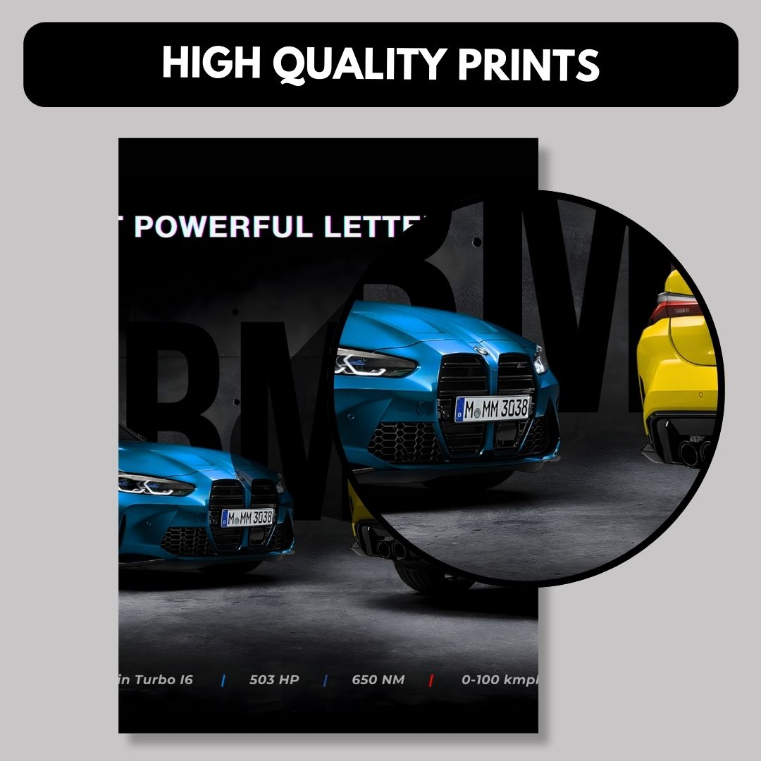 BMW M3 and M4 Split Design Poster | 3 x A3 Poster