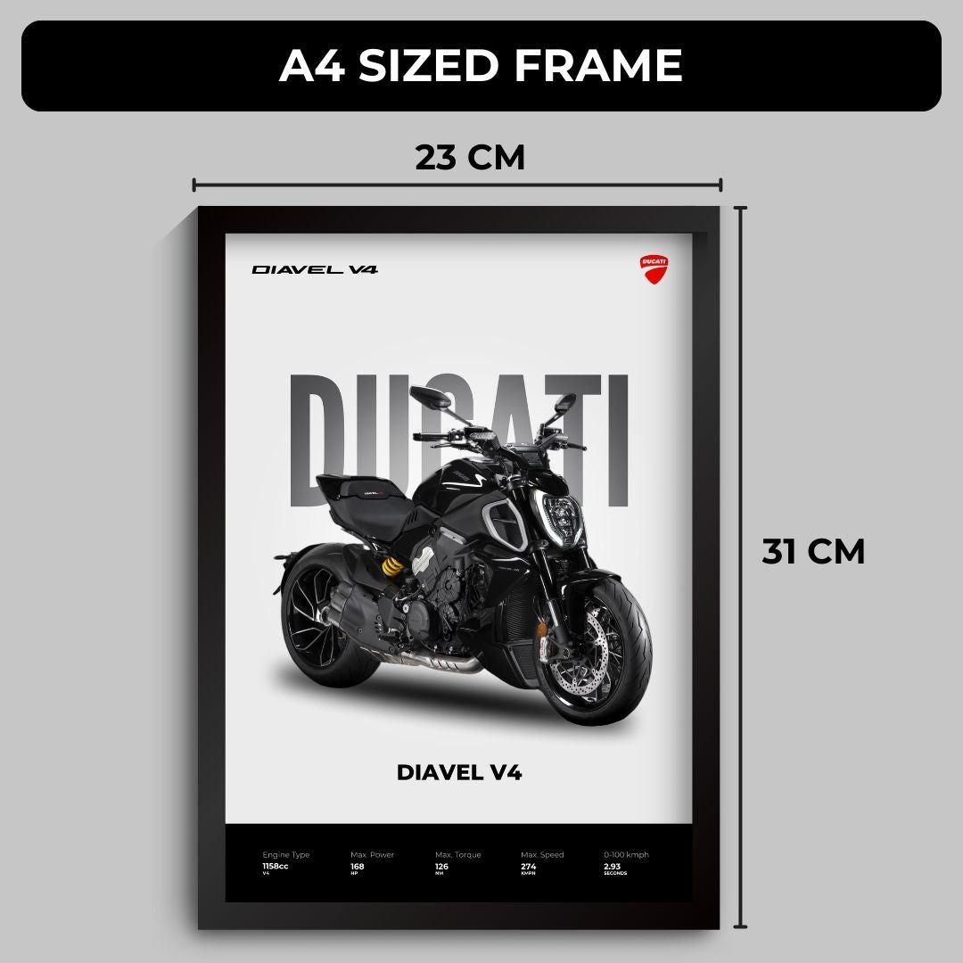 Ducati Diavel V4 Poster (A4, Framed)