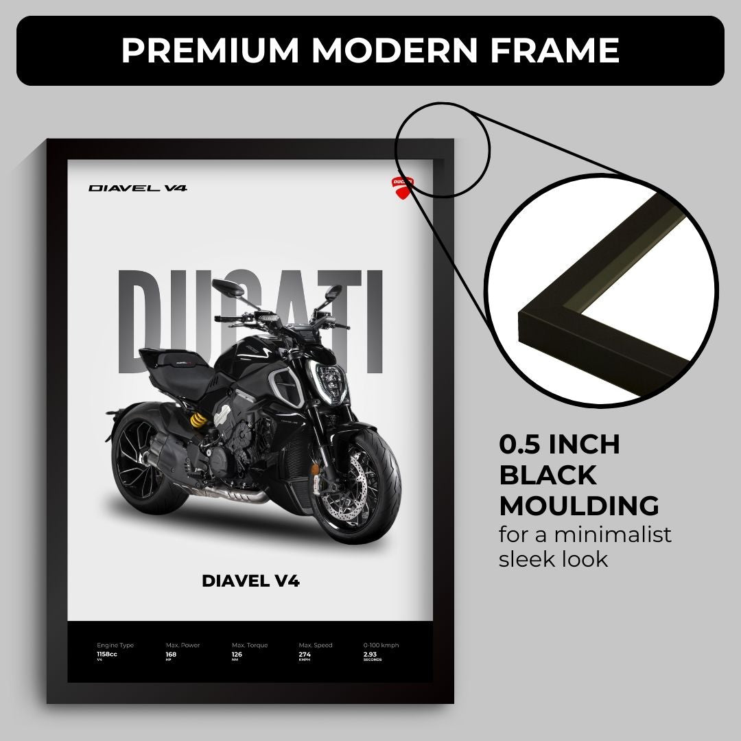 Ducati Diavel V4 Poster (A4, Framed)