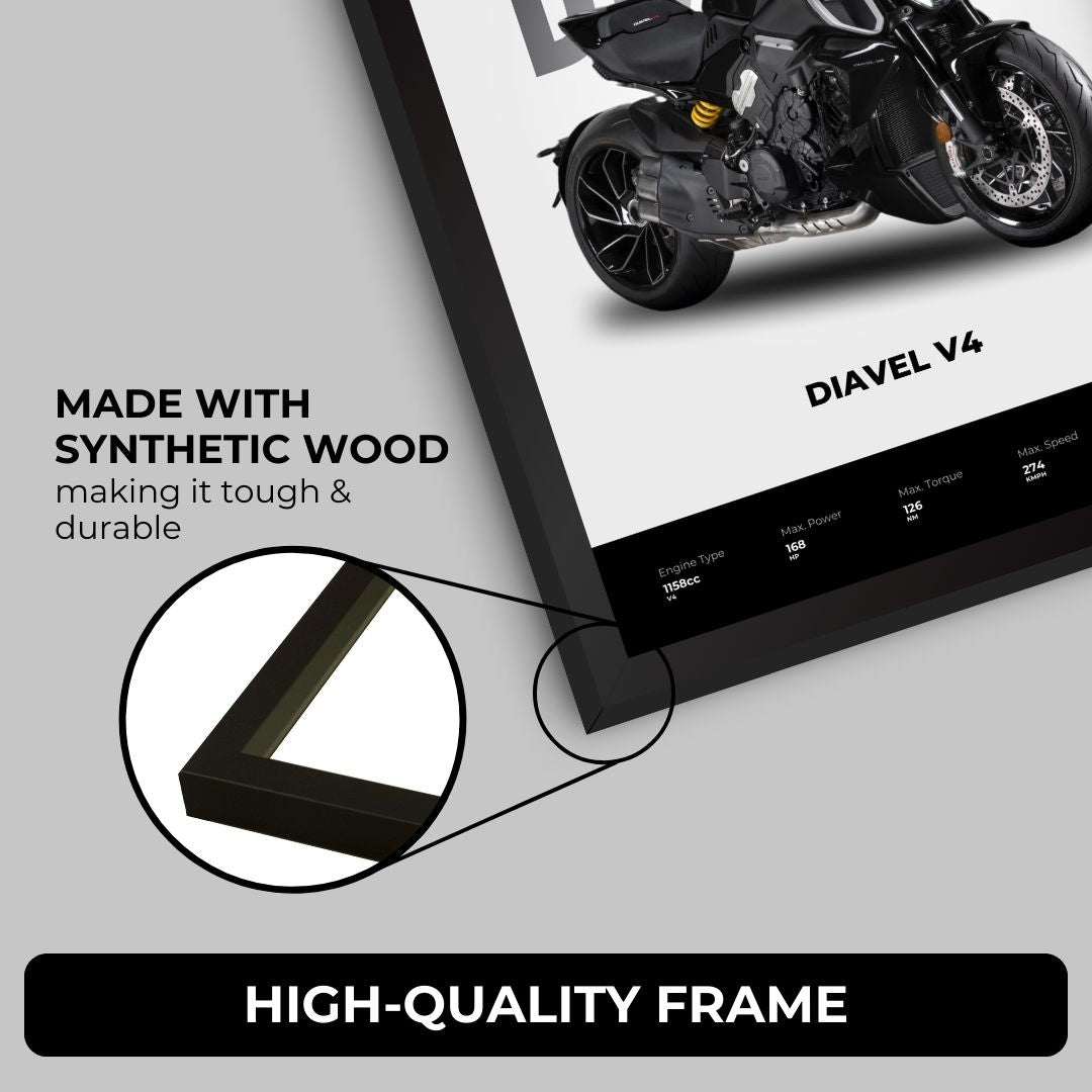 Ducati Diavel V4 Poster (A4, Framed)