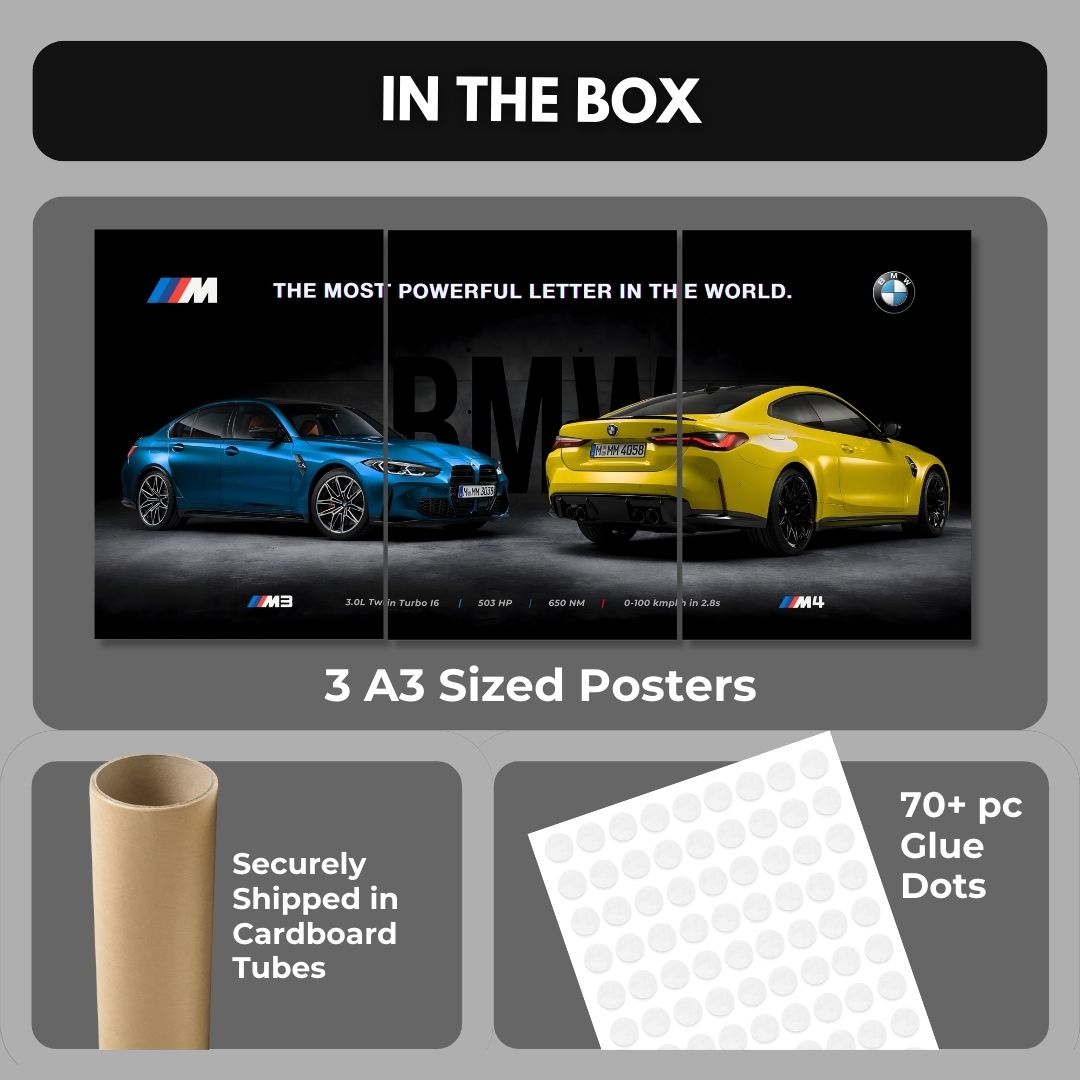 BMW M3 and M4 Split Design Poster | 3 x A3 Poster