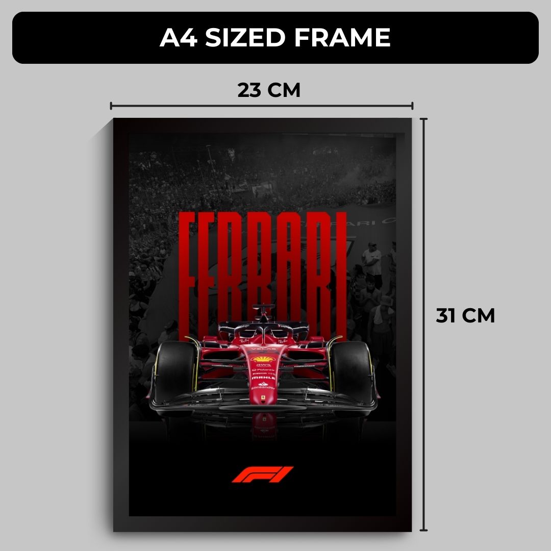 Ferrari F1 Poster (A4, Framed)
