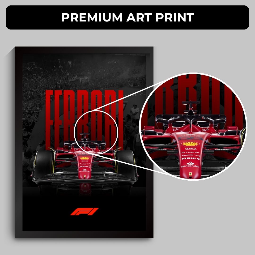 Ferrari F1 Poster (A4, Framed)