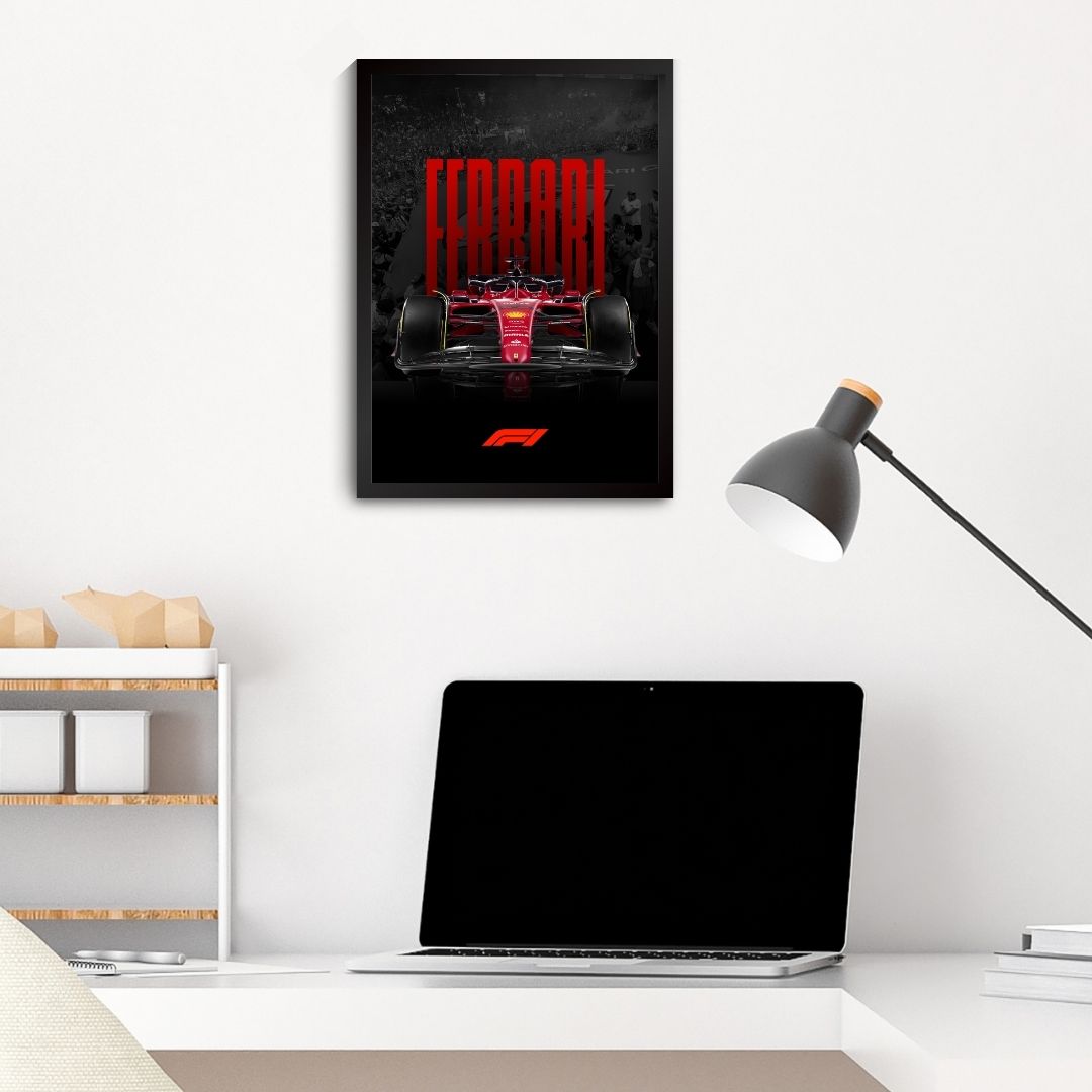 Ferrari F1 Poster (A4, Framed)