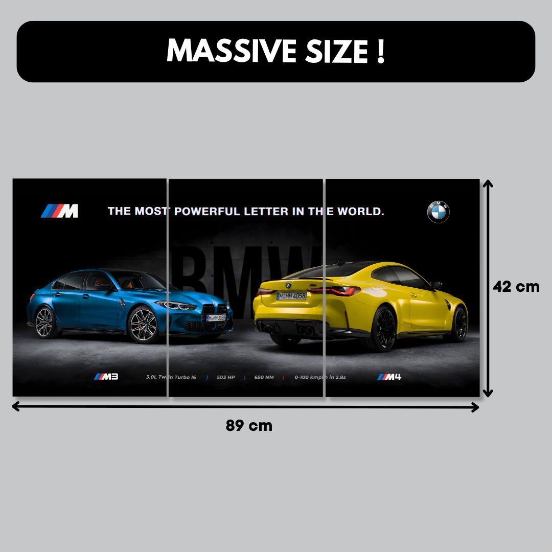 BMW M3 and M4 Split Design Poster | 3 x A3 Poster