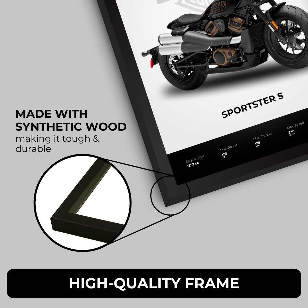 Harley Davidson Sportster S Poster (A4, Framed)
