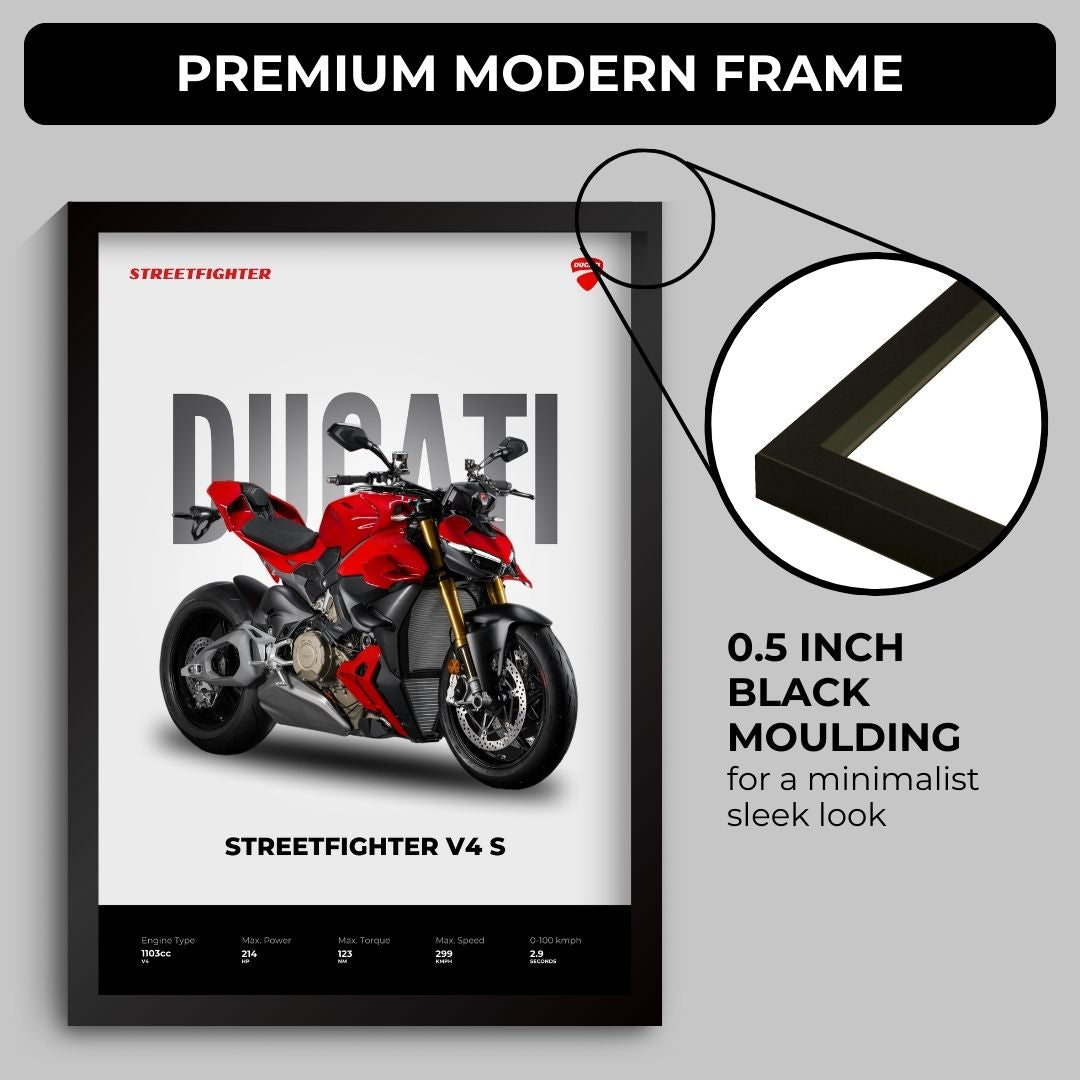 Ducati Streetfighter V4 Poster (A4, Framed)