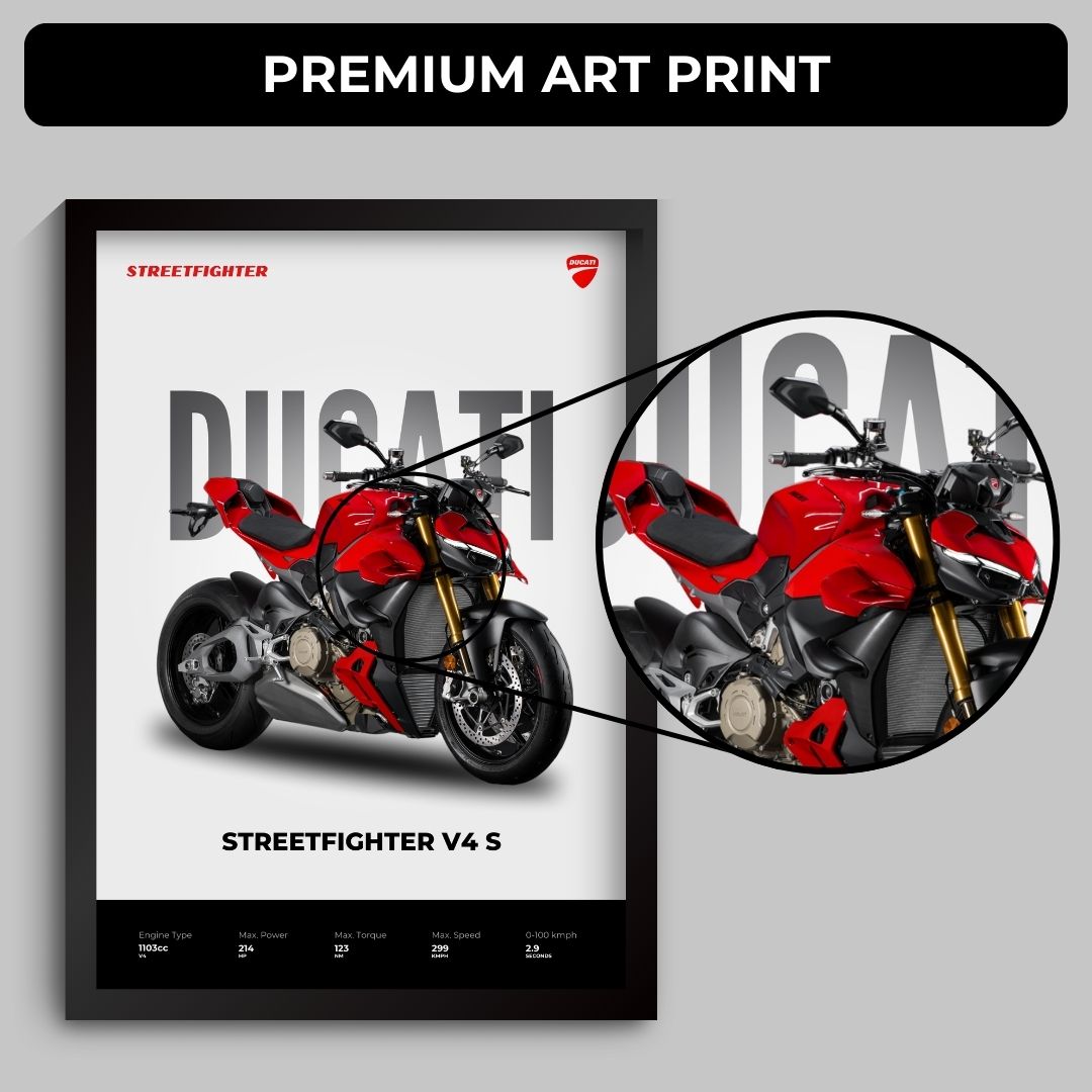 Ducati Streetfighter V4 Poster (A4, Framed)