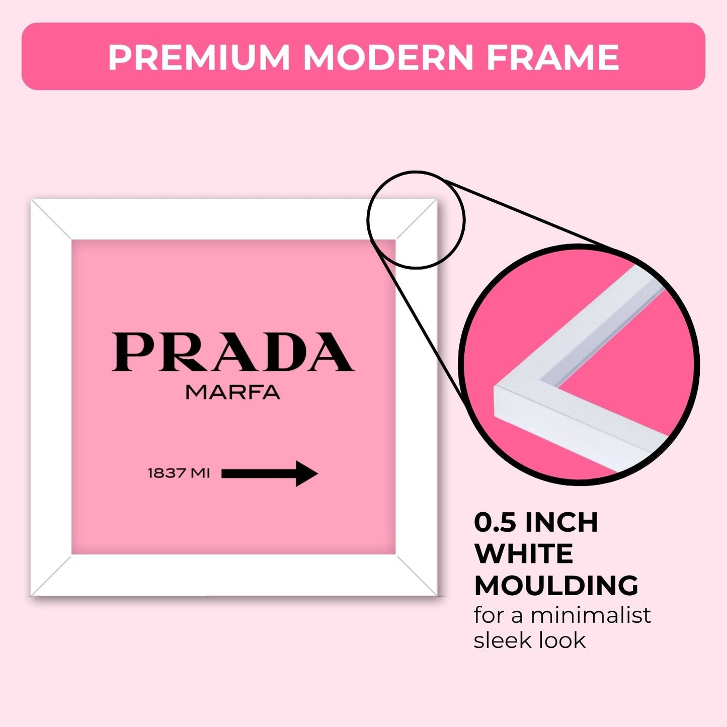 Pink Prada Frame (6 x 6 inches / White)