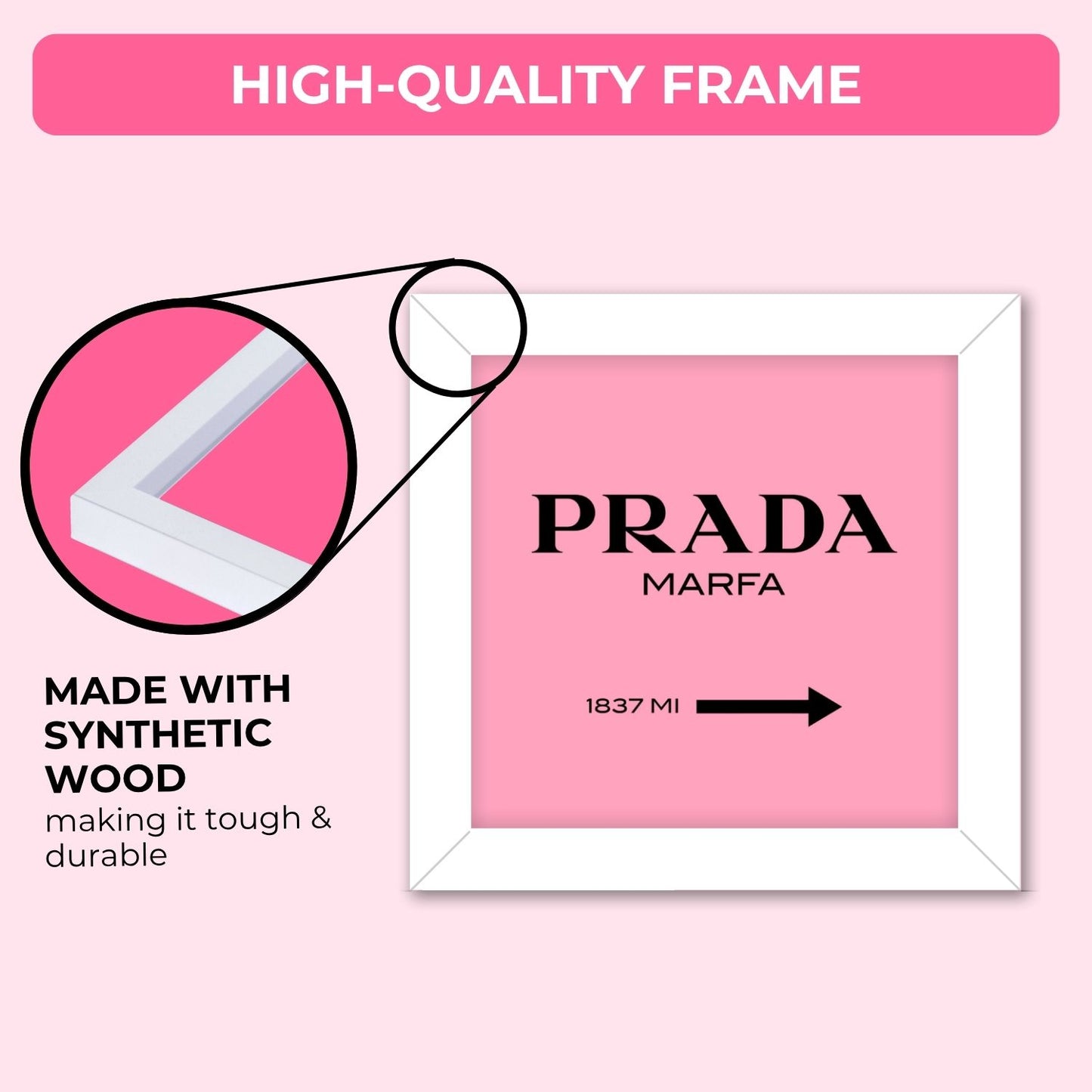 Pink Prada Frame (6 x 6 inches / White)