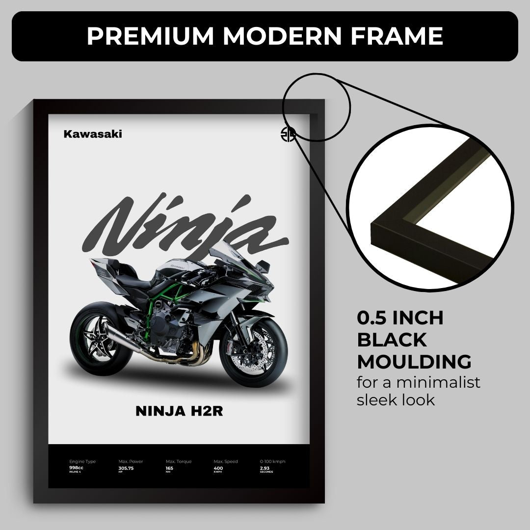 Kawasaki Ninja H2R Poster (A4, Framed)