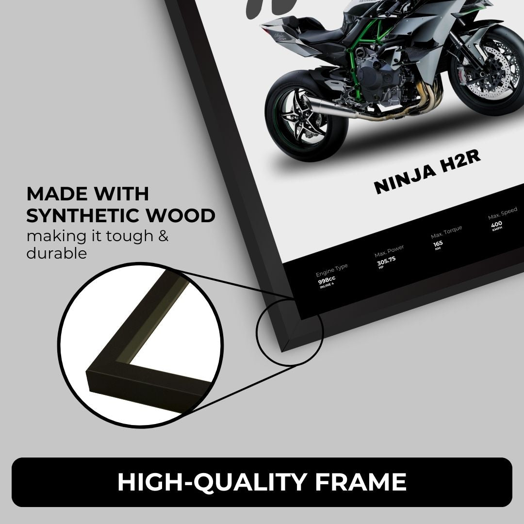 Kawasaki Ninja H2R Poster (A4, Framed)