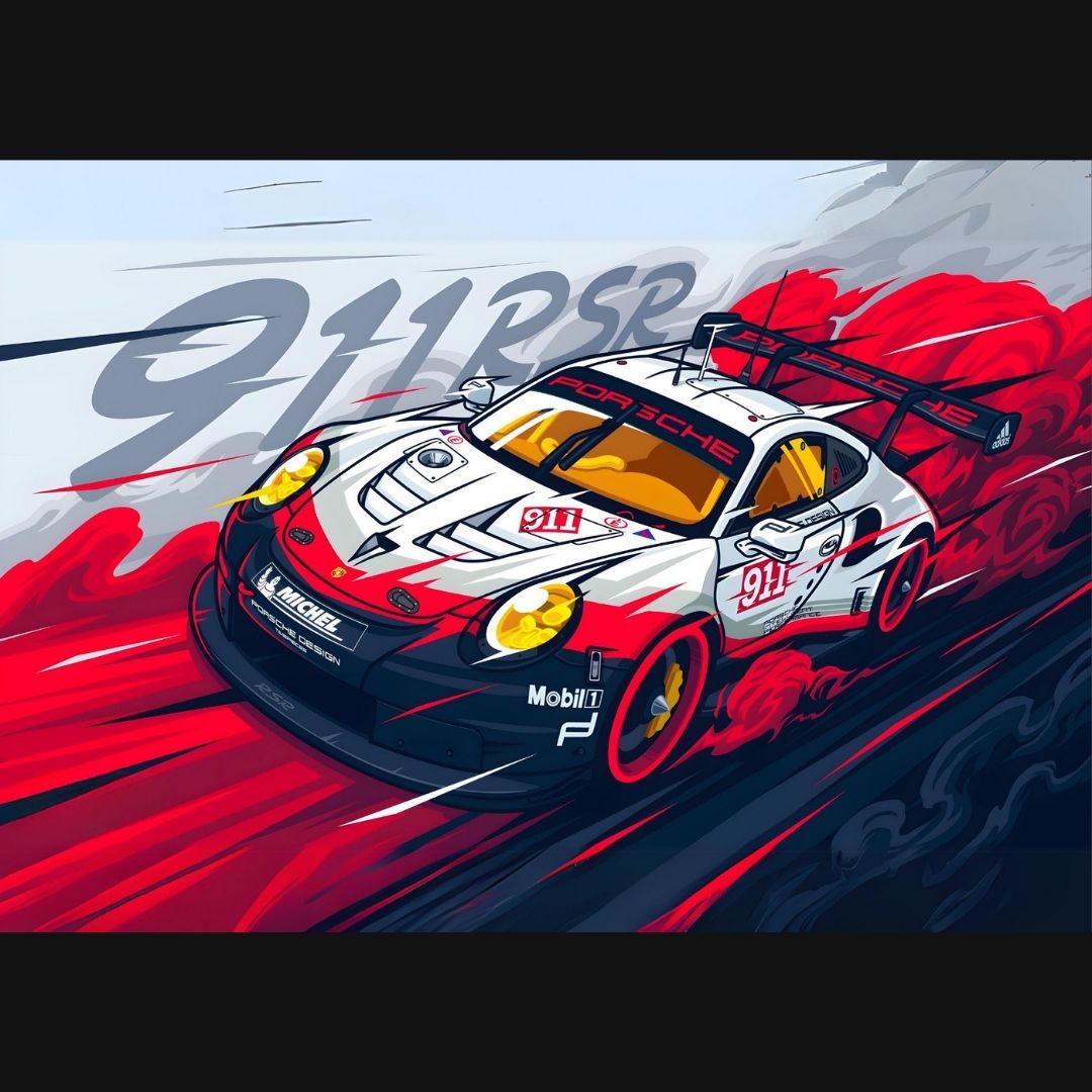 Porsche 911 RSR | Car Poster | Vector Graphic