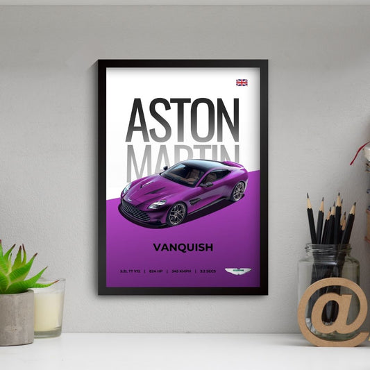 Aston Martin Vanquish Poster (A4, Framed)