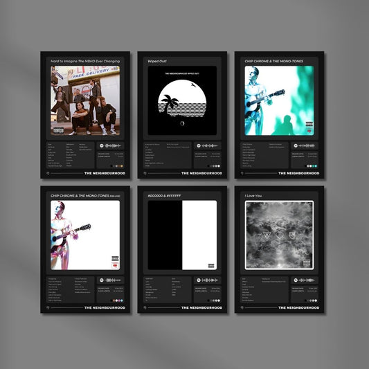 Neighbourhood Band A4 Posters (Set of 6) Dark Minimalist