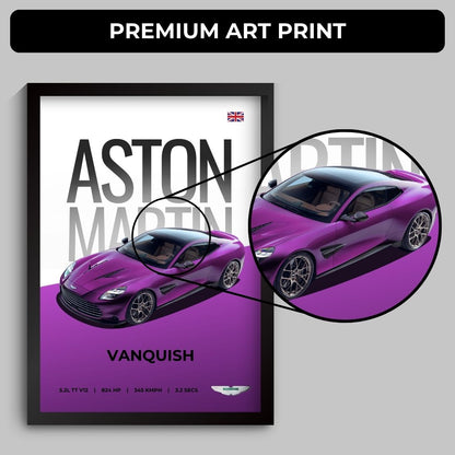 Aston Martin Vanquish Poster (A4, Framed)