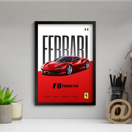 Ferrari F8 Tributo Poster (A4, Framed)