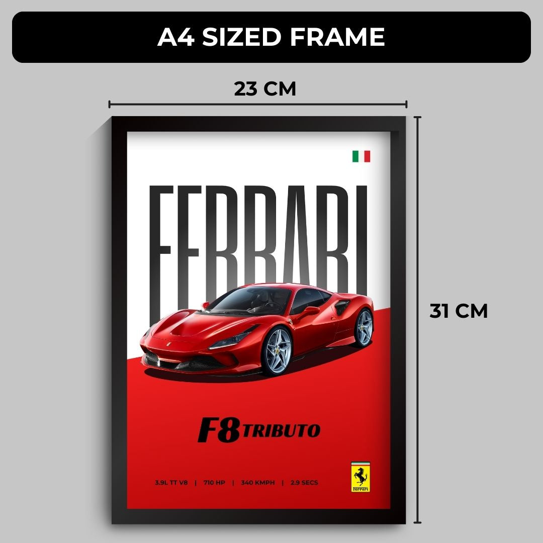 Ferrari F8 Tributo Poster (A4, Framed)