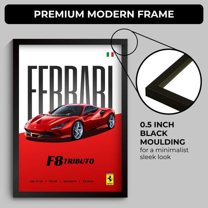 Ferrari F8 Tributo Poster (A4, Framed)