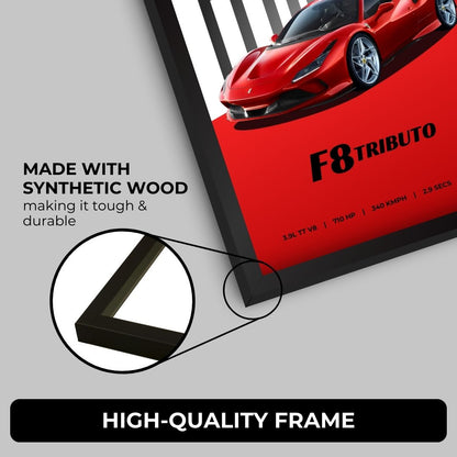 Ferrari F8 Tributo Poster (A4, Framed)