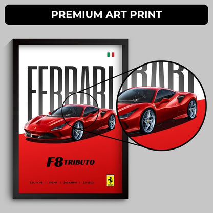 Ferrari F8 Tributo Poster (A4, Framed)