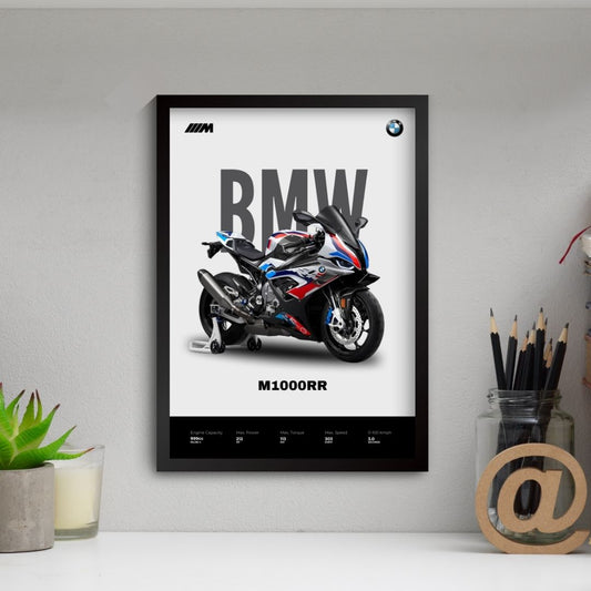 BMW M1000RR Poster (A4, Framed)
