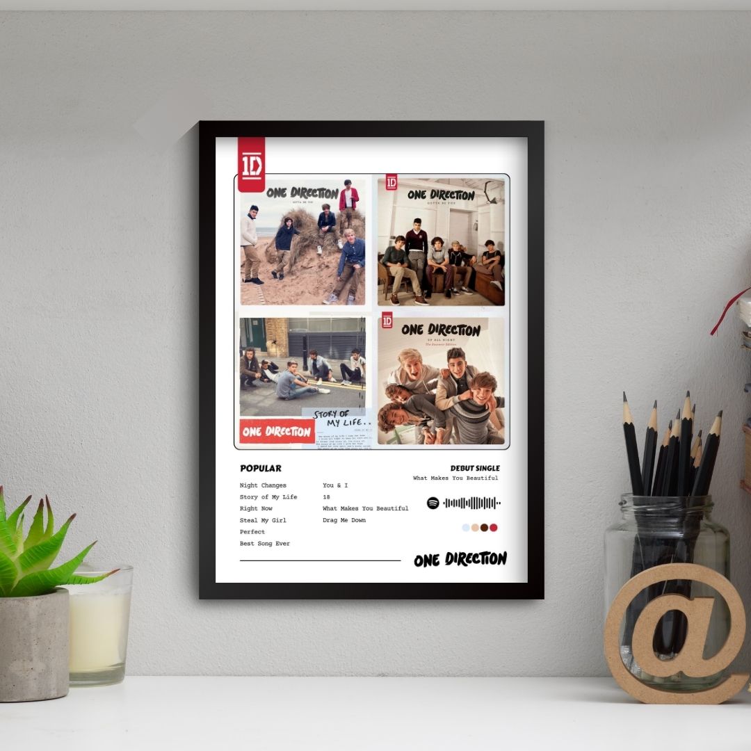 One Direction Poster (A4, Framed)