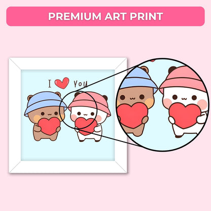 Teddy Couple Frame (6 x 6 inches / White)